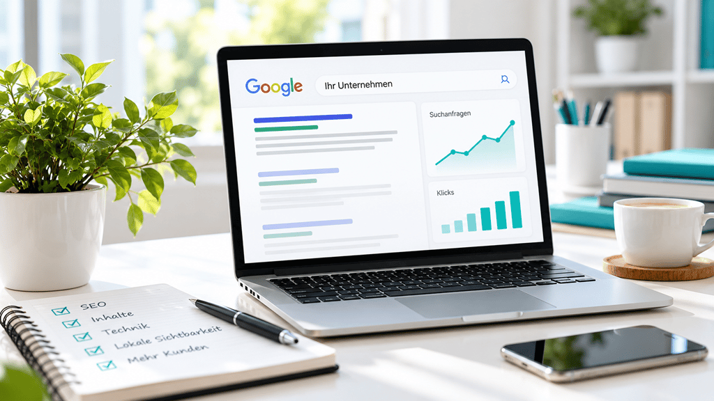 Moderner SEO Arbeitsplatz mit Google Analytics